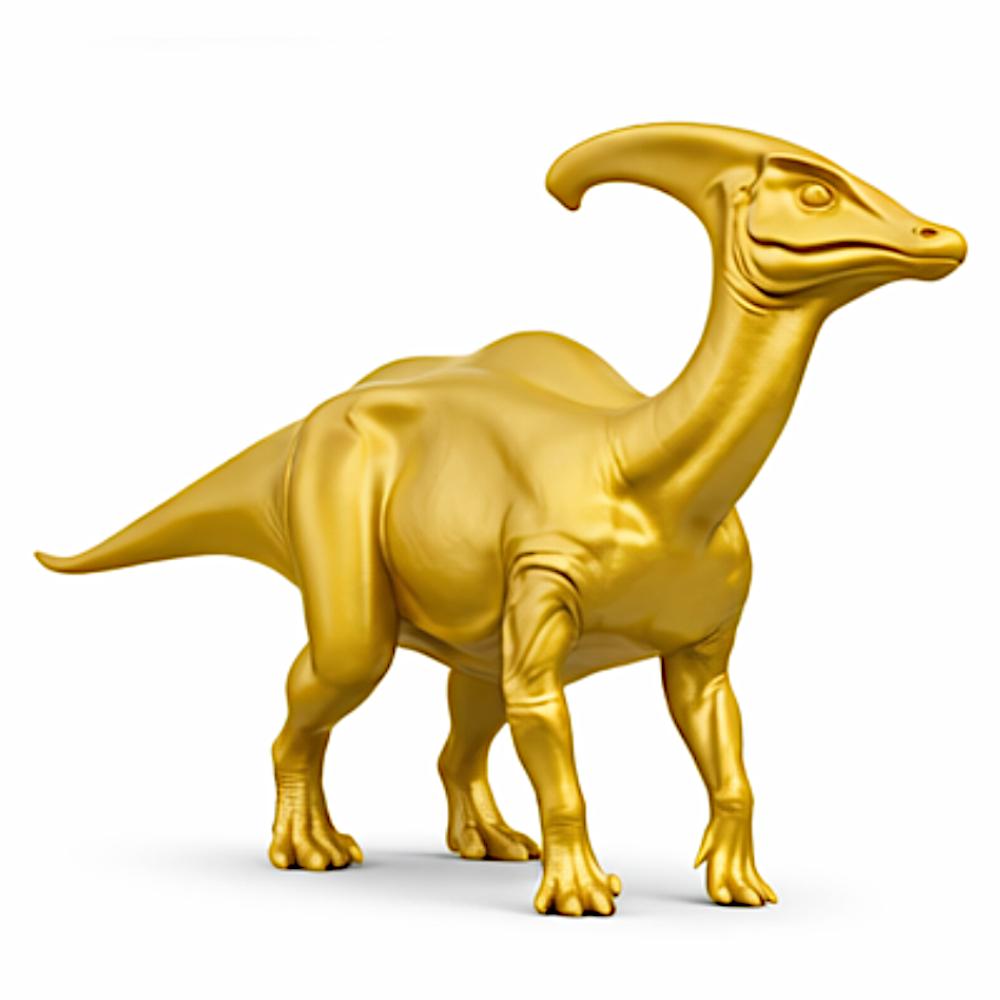 Parasaurolophus Dinosaur 3D Print (130mm) – Detailed Crest Dino Model – PLA, Nylon, Resin, TPU – Free Shipping