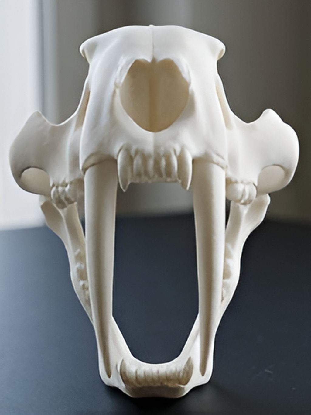 Smilodon Saber Tooth Skull 3D Print | Saber-Toothed Cat Fossil Replica | Desk Decor Skull Model | Prehistoric Gift | PLA Nylon Resin | 140mm Model