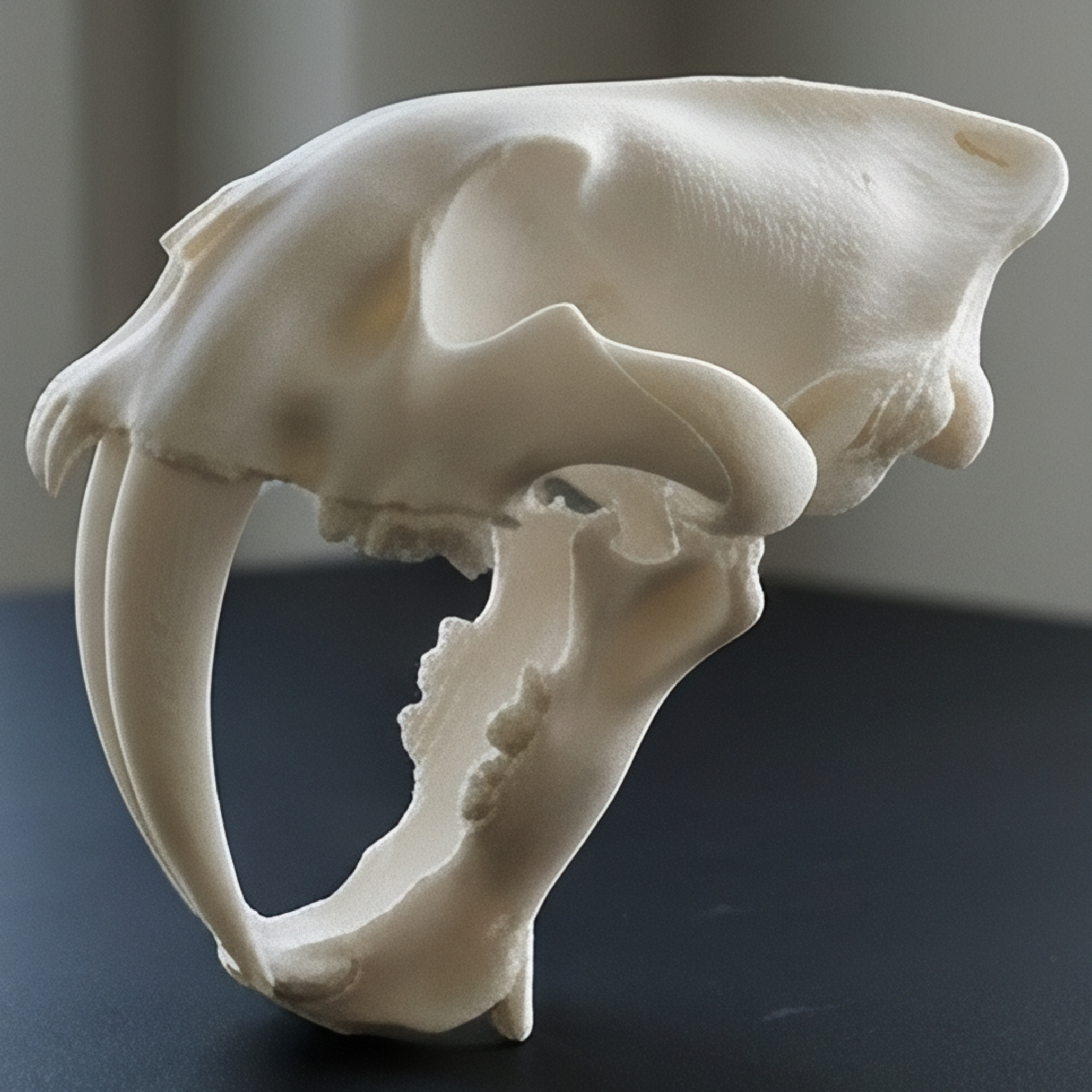 Smilodon Saber Tooth Skull 3D Print | Saber-Toothed Cat Fossil Replica | Desk Decor Skull Model | Prehistoric Gift | PLA Nylon Resin | 140mm Model
