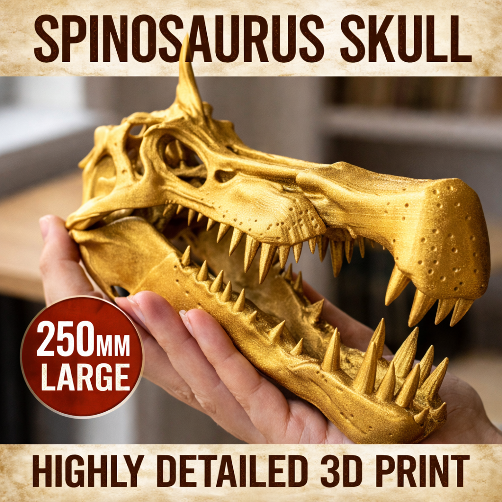 Spinosaurus Skull 250mm | 3D Printed Dinosaur Skull Replica | Collectible Prehistoric Sculpture