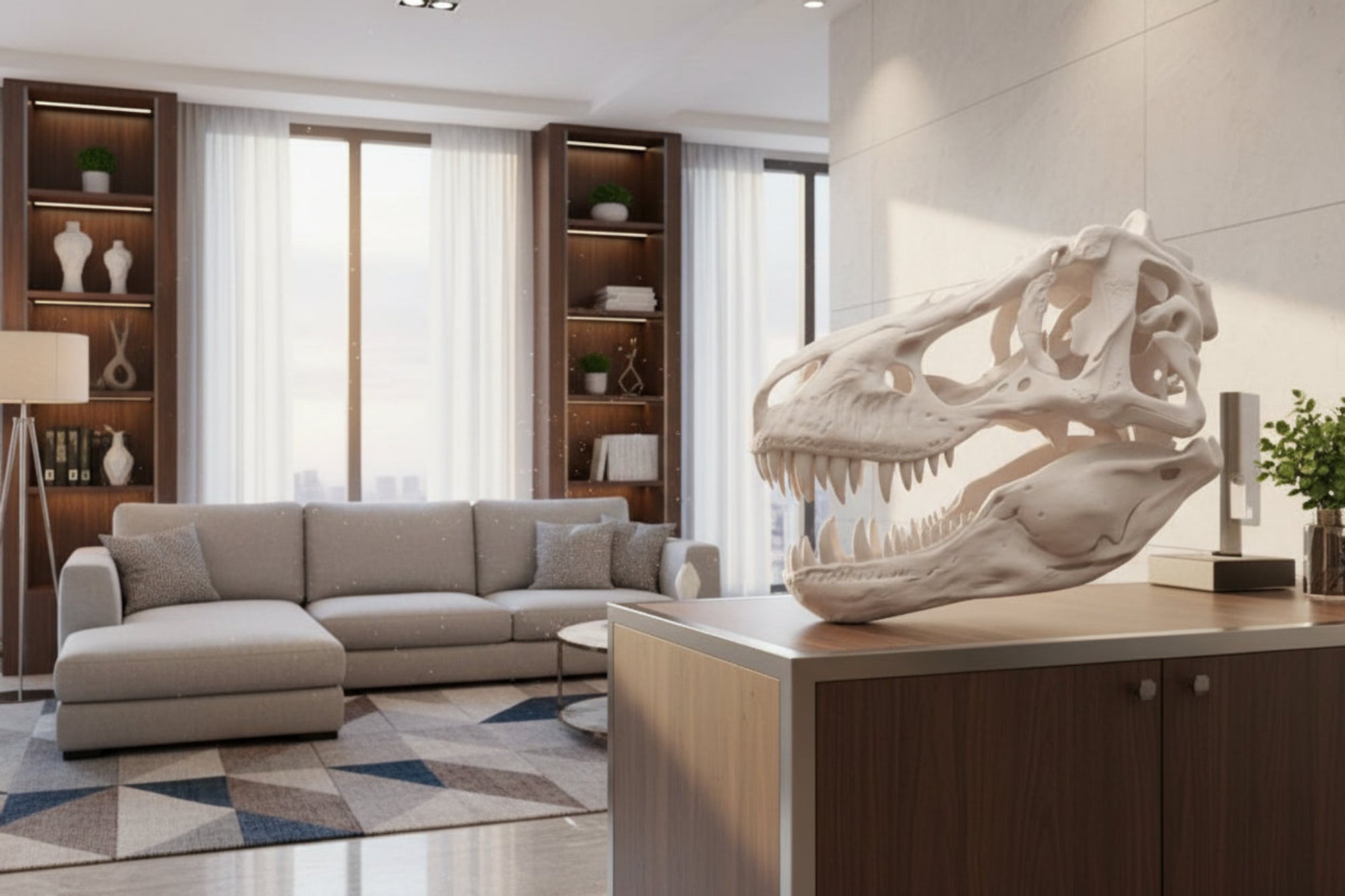 T-Rex Skull 250mm | 3D Printed Tyrannosaurus Rex Skull Replica | Collectible Prehistoric Sculpture