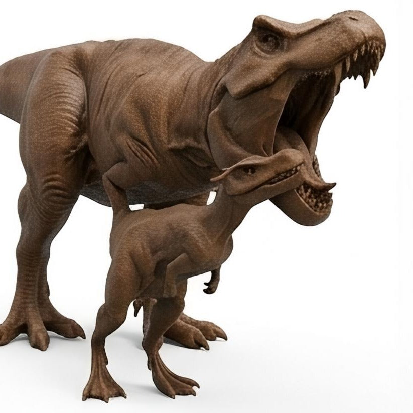 T-Rex Dinosaur Pair 3D Print (130mm) – Adult & Baby Tyrannosaurus Rex – PLA, Nylon, Resin, TPU – Detailed Dino Model Gift