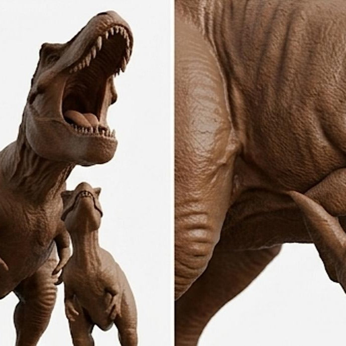T-Rex Dinosaur Pair 3D Print (130mm) – Adult & Baby Tyrannosaurus Rex – PLA, Nylon, Resin, TPU – Detailed Dino Model Gift