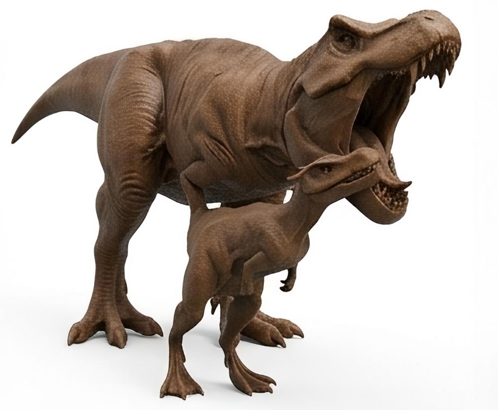 T-Rex Dinosaur Pair 3D Print (130mm) – Adult & Baby Tyrannosaurus Rex – PLA, Nylon, Resin, TPU – Detailed Dino Model Gift