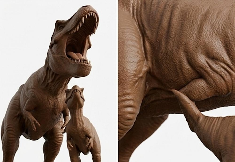 T-Rex Dinosaur Pair 3D Print (130mm) – Adult & Baby Tyrannosaurus Rex – PLA, Nylon, Resin, TPU – Detailed Dino Model Gift