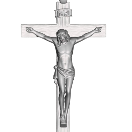 Polished Silver & Brass Crucifix Pendant 25x8x12mm – Wood Texture Cross – INRI Religious Charm