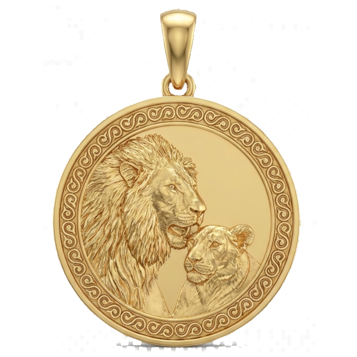 Lion and Lioness Pendant Necklace in Gold or Sterling Silver – Regal Wildlife Jewelry Symbolizing Strength, Love & Family