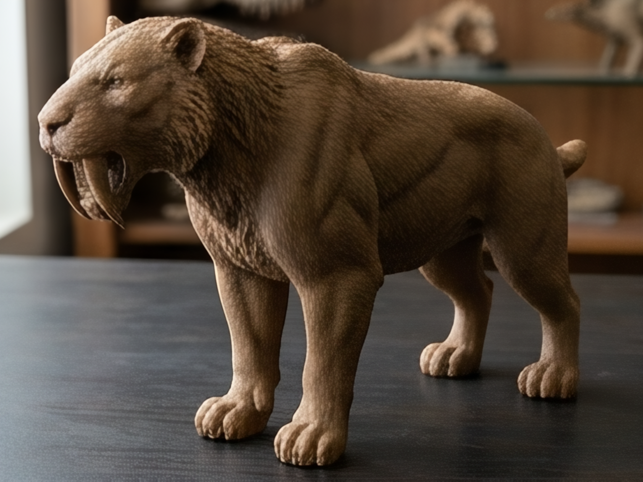 Smilodon Saber-Toothed Cat Model 3D Print | Ice Age Predator Figure | Desk Decor | Prehistoric Animal | PLA Nylon Resin | 160mm