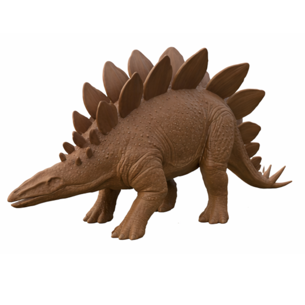Stegosaurus Dinosaur Model in 3D printed PLA & smooth nylon by MokshaGoldSculptures, collectible finish.