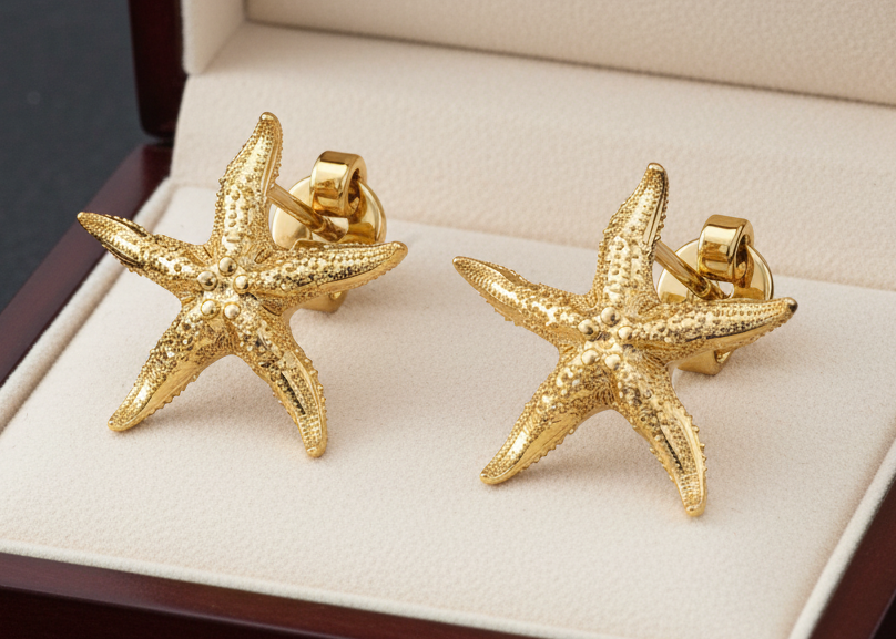 Starfish Stud Earrings | 9K Gold, Sterling Silver or Brass | Beach Jewelry | Ocean Inspired Earrings | Sea Star Studs | Coastal Gift for Her