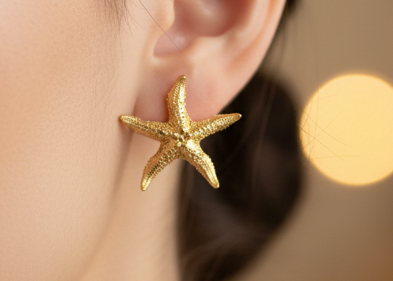 Starfish Stud Earrings | 9K Gold, Sterling Silver or Brass | Beach Jewelry | Ocean Inspired Earrings | Sea Star Studs | Coastal Gift for Her