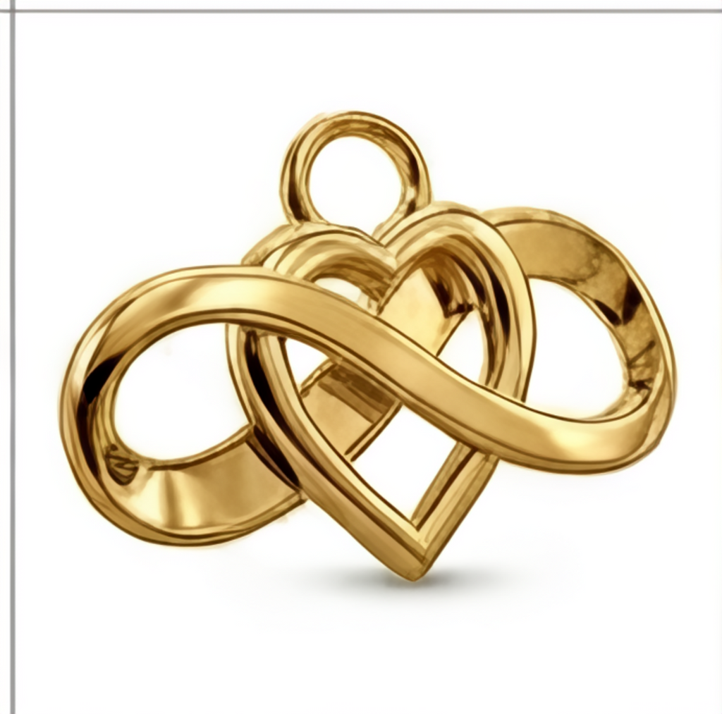 Infinity Heart Pendant Necklace – Solid Gold, Silver or Brass – Romantic Love Symbol Jewelry