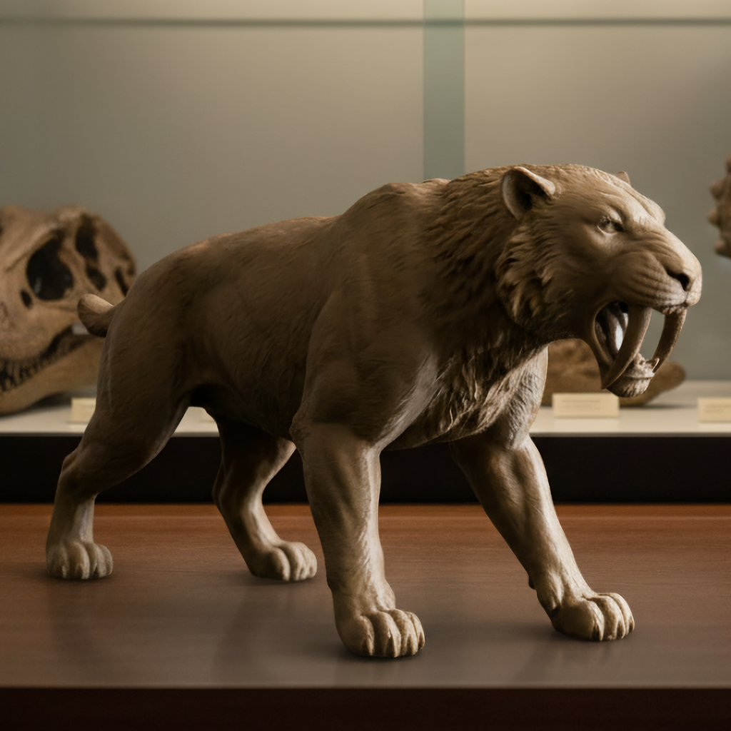 Smilodon Saber-Toothed Cat Model 3D Print | Ice Age Predator Figure | Desk Decor | Prehistoric Animal | PLA Nylon Resin | 160mm