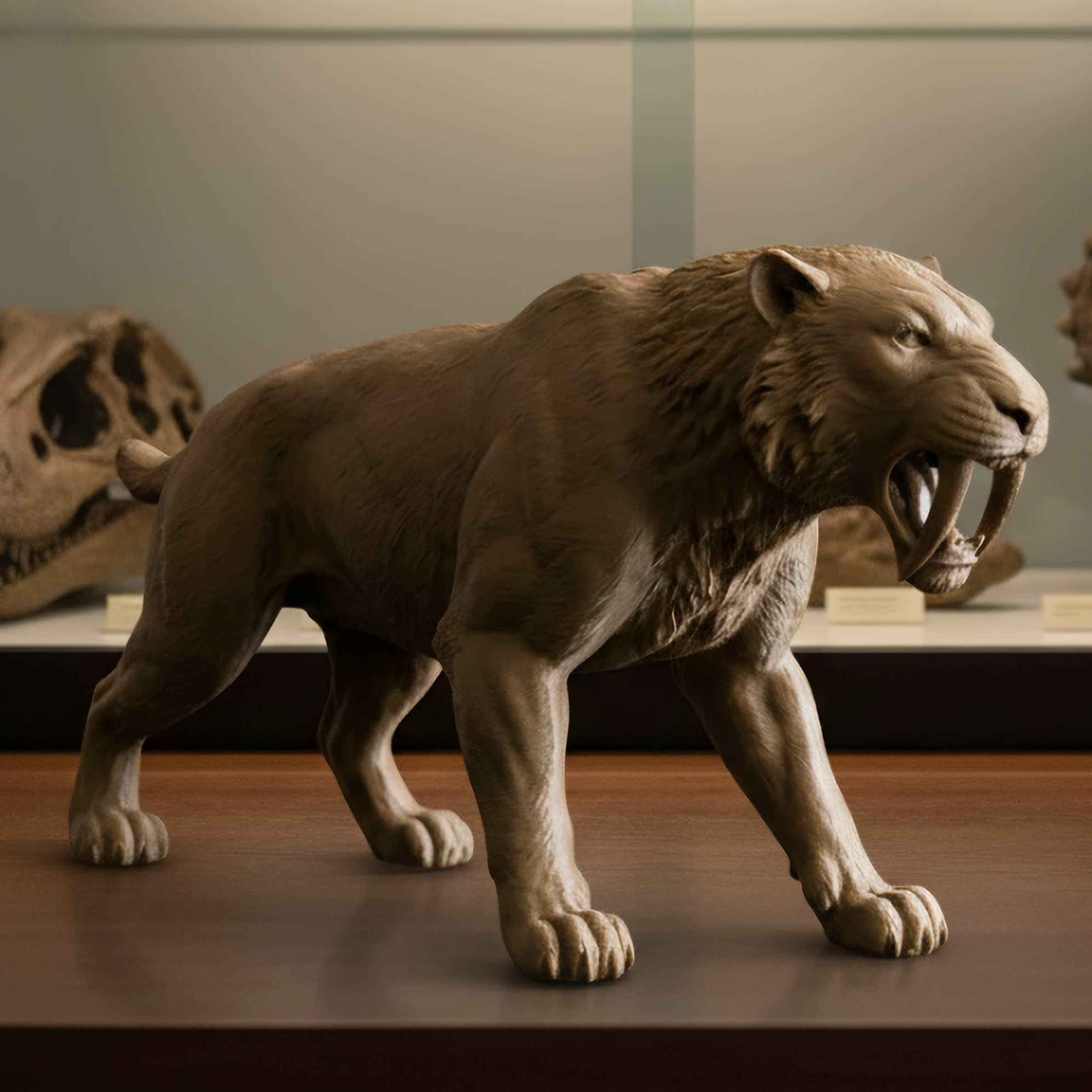 Smilodon Saber-Toothed Cat Model 3D Print | Ice Age Predator Figure | Desk Decor | Prehistoric Animal | PLA Nylon Resin | 160mm