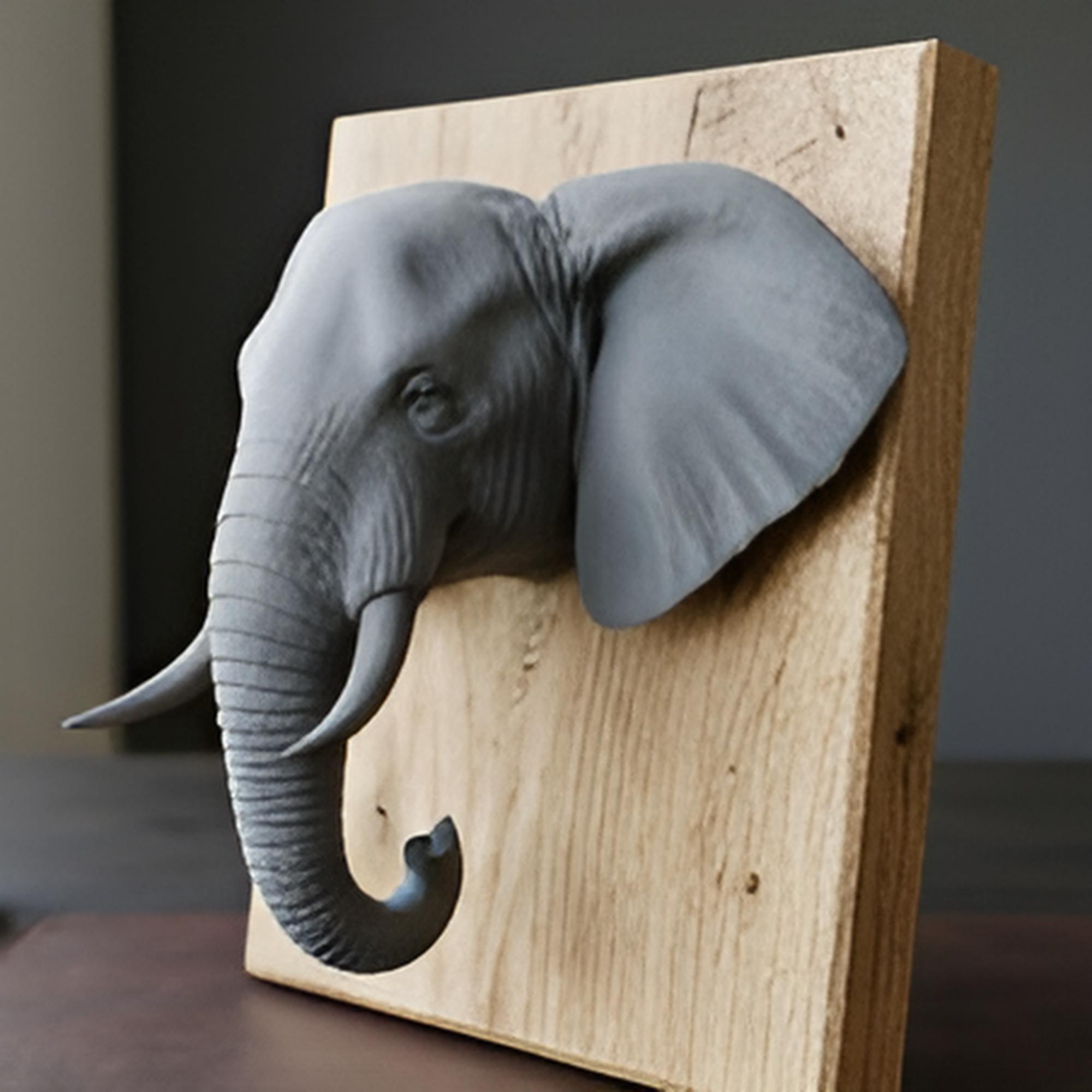 Elephant Wall Mount 3D Print | PLA Gold Sculpture | Wildlife Wall Decor | Large 250mm Statement Piece | Elephant Head Art