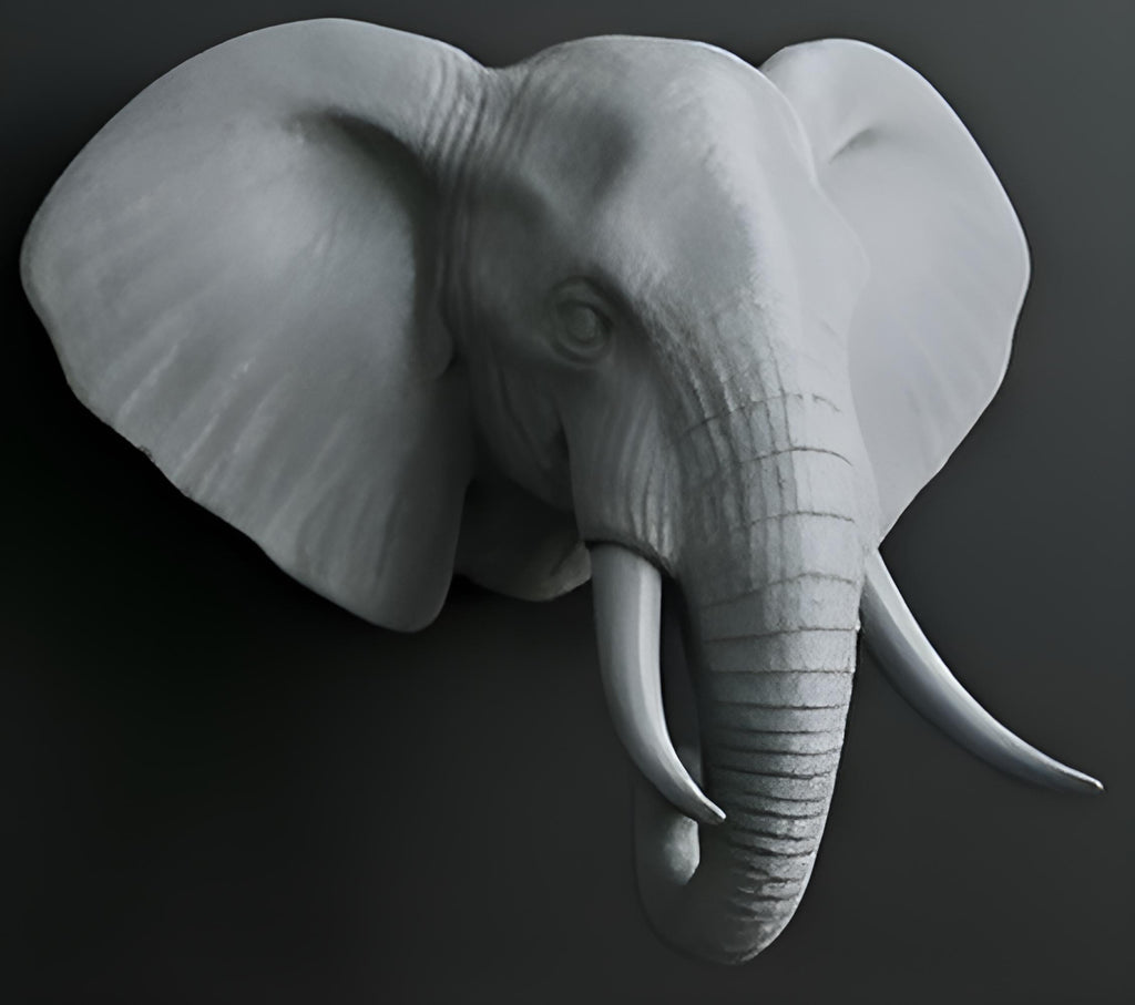 Elephant Wall Mount 3D Print | PLA Gold Sculpture | Wildlife Wall Decor | Large 250mm Statement Piece | Elephant Head Art
