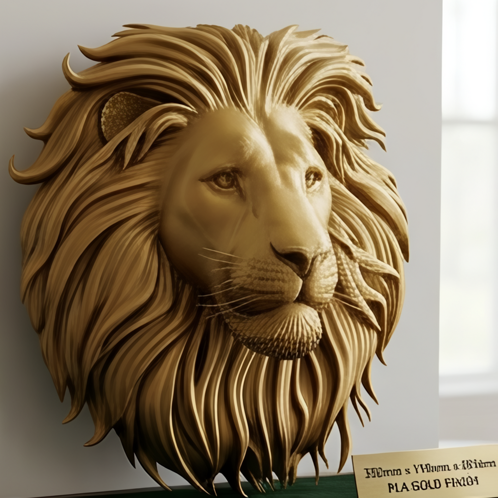 Lion Head Wall Mount PLA Sculpture 250mm | 3D Printed Lion Wall Art | Large Wall Decor | Handmade Animal Sculpture