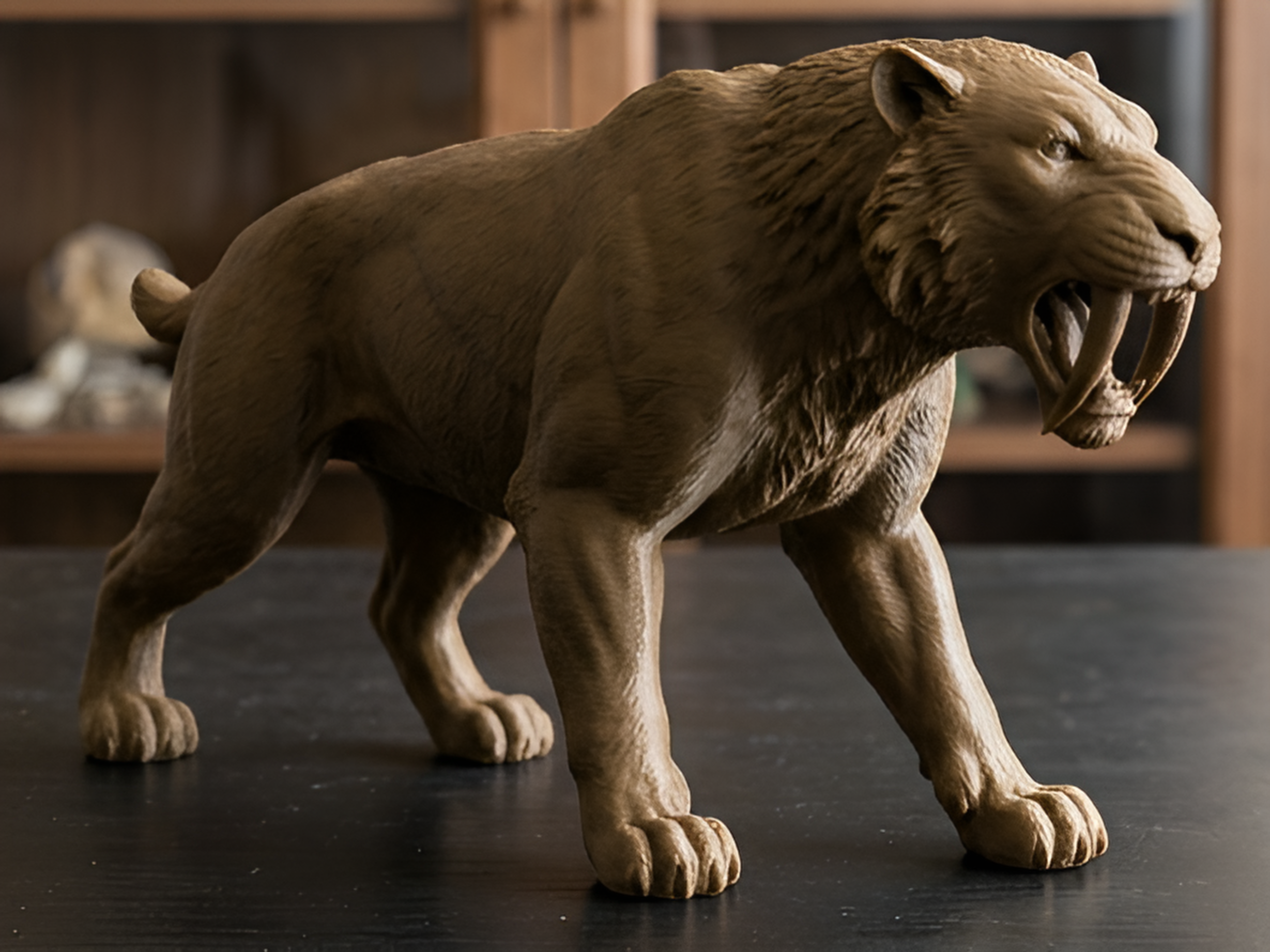 Smilodon Saber-Toothed Cat Model 3D Print | Ice Age Predator Figure | Desk Decor | Prehistoric Animal | PLA Nylon Resin | 160mm