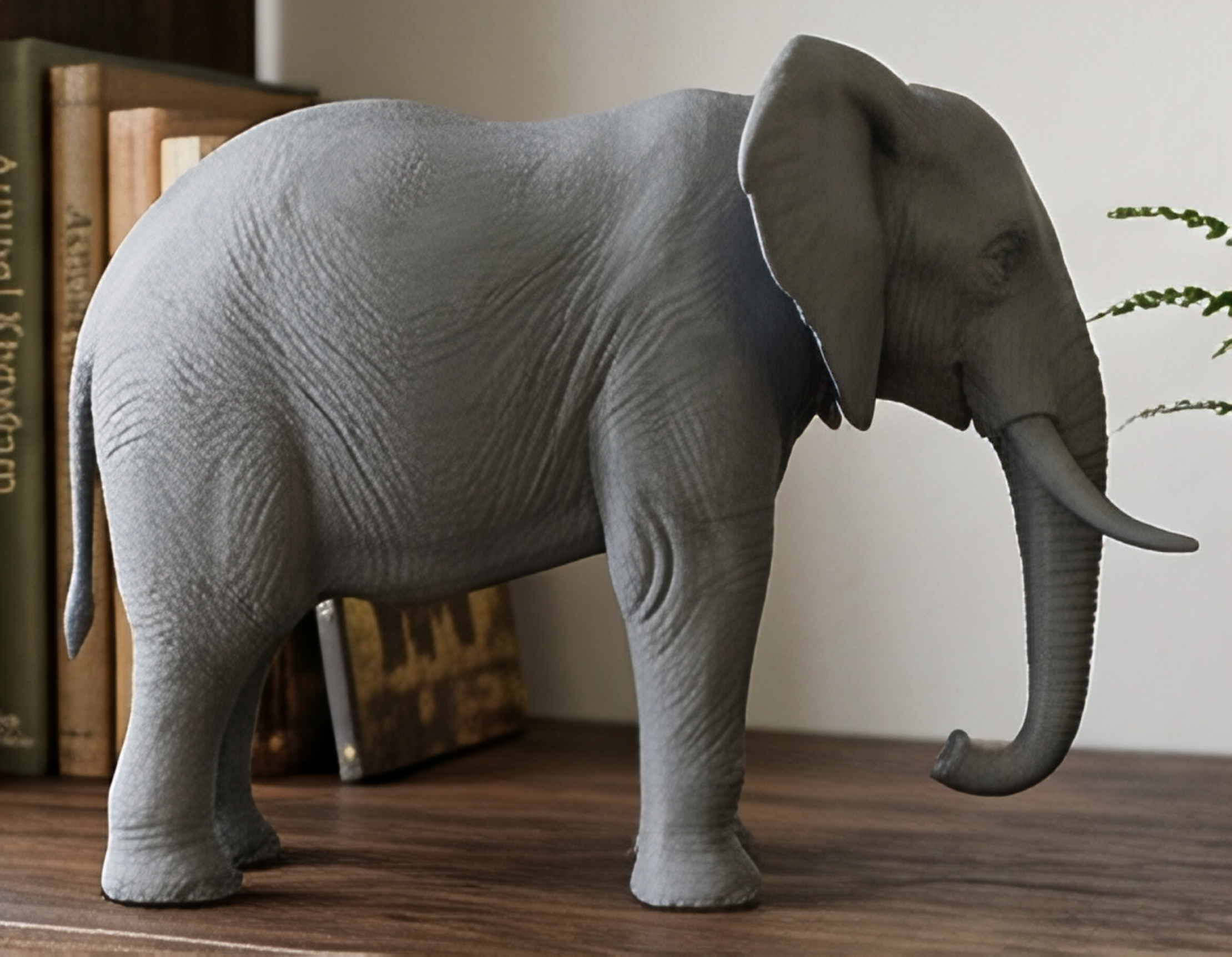 Elephant Sculpture 3D Print | Wildlife Decor Model | Large Display Animal | Gold Grey PLA | 250mm Elephant Figurine Gift