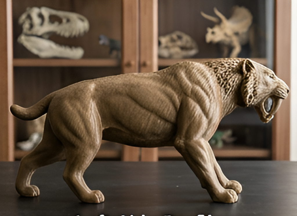 Smilodon Saber-Toothed Cat Model 3D Print | Ice Age Predator Figure | Desk Decor | Prehistoric Animal | PLA Nylon Resin | 160mm