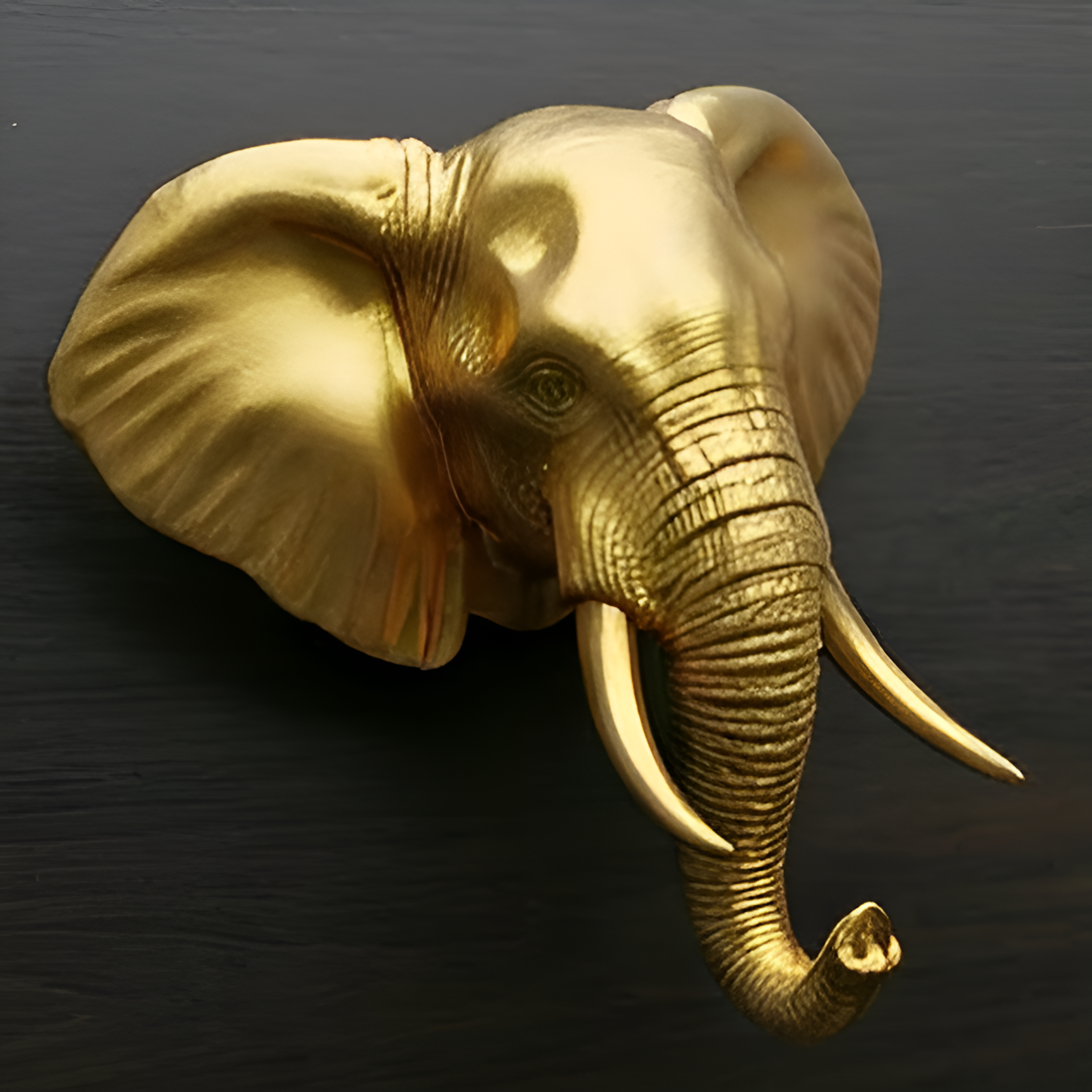 Elephant Wall Mount 3D Print | PLA Gold Sculpture | Wildlife Wall Decor | Large 250mm Statement Piece | Elephant Head Art