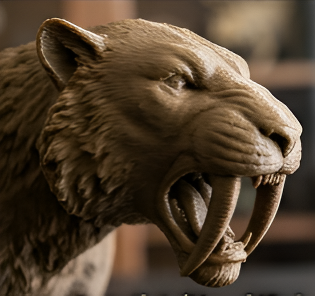 Smilodon Saber-Toothed Cat Model 3D Print | Ice Age Predator Figure | Desk Decor | Prehistoric Animal | PLA Nylon Resin | 160mm