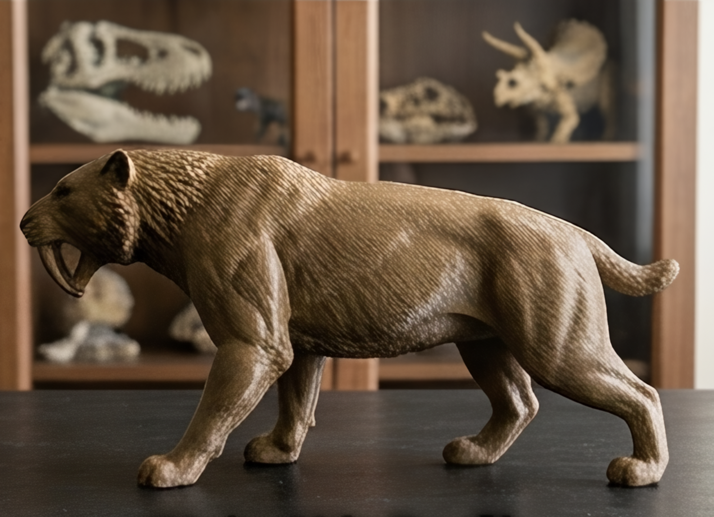 Smilodon Saber-Toothed Cat Model 3D Print | Ice Age Predator Figure | Desk Decor | Prehistoric Animal | PLA Nylon Resin | 160mm