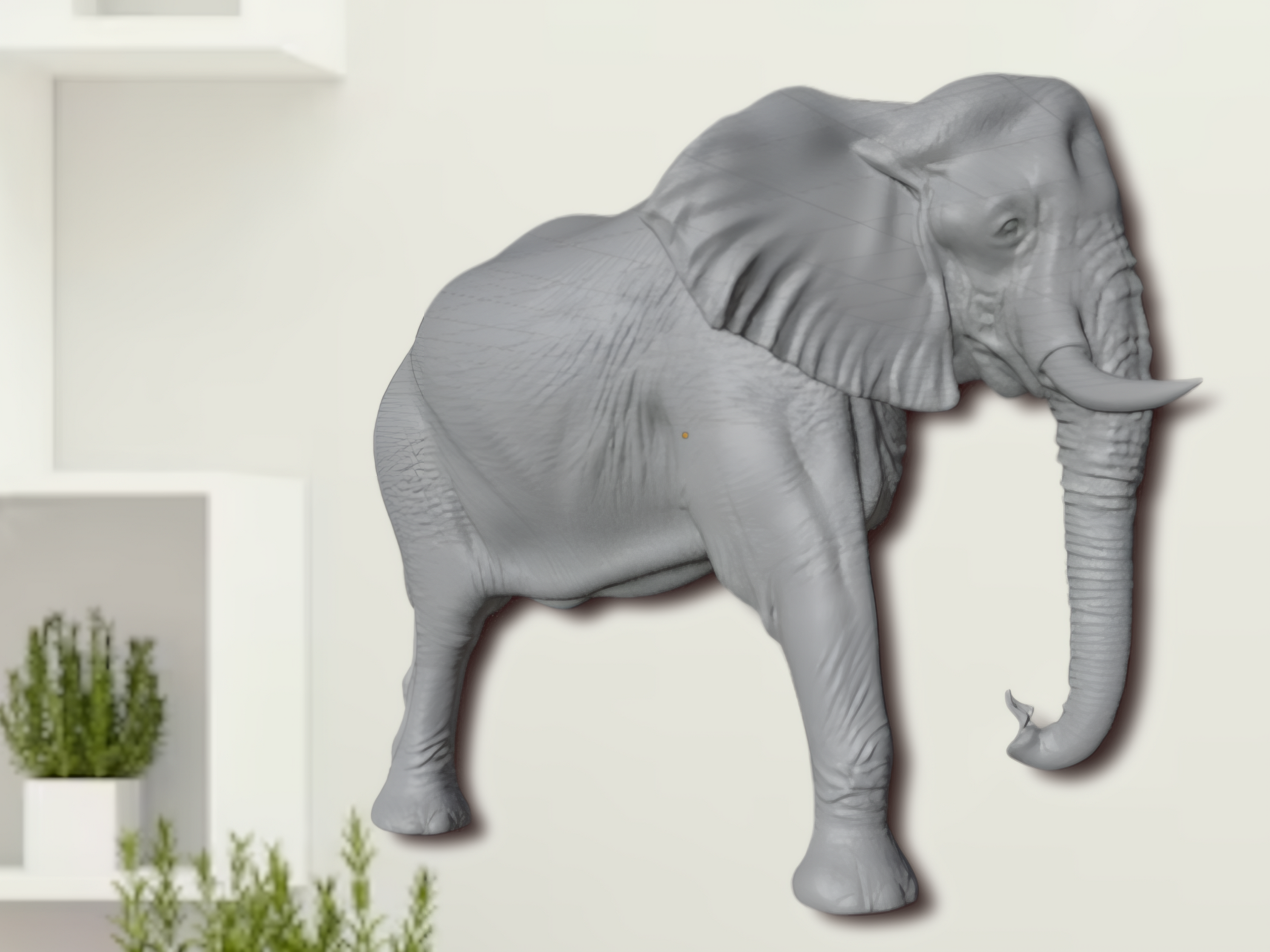 Elephant Wall Mount 3D Print | Wildlife Wall Decor | PLA Grey Sculpture | Large Animal Wall Art | 250mm Elephant Relief