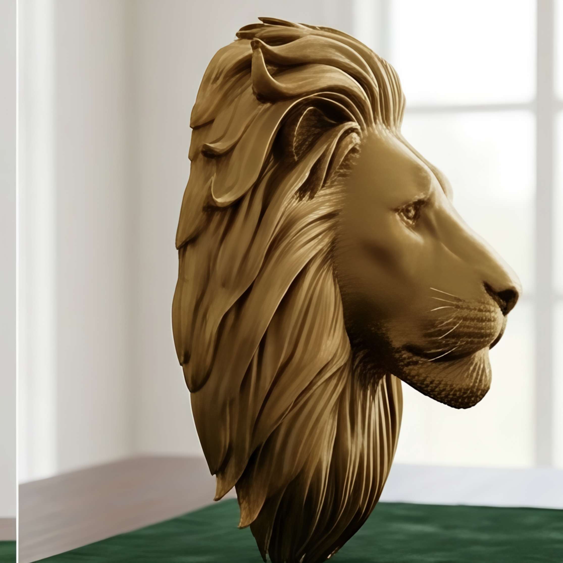 Lion Head Wall Mount PLA Sculpture 250mm | 3D Printed Lion Wall Art | Large Wall Decor | Handmade Animal Sculpture