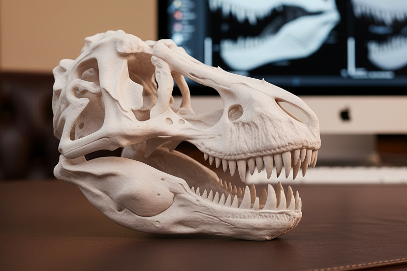 T-Rex Large Replica Skull 3D Print – Tyrannosaurus Rex Model – Highly Detailed Dinosaur Skull – PLA Resin Nylon – Prehistoric Decor Gift