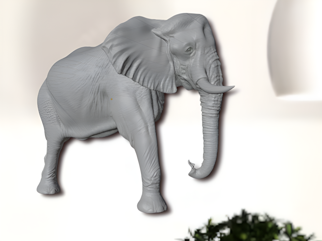 Elephant Wall Mount 3D Print | Wildlife Wall Decor | PLA Grey Sculpture | Large Animal Wall Art | 250mm Elephant Relief