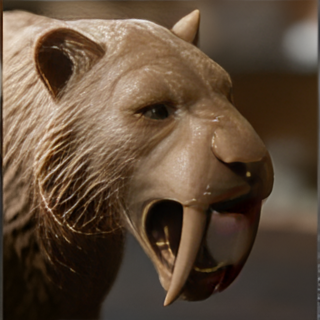 Smilodon Saber-Toothed Cat Model 3D Print | Ice Age Predator Figure | Desk Decor | Prehistoric Animal | PLA Nylon Resin | 160mm