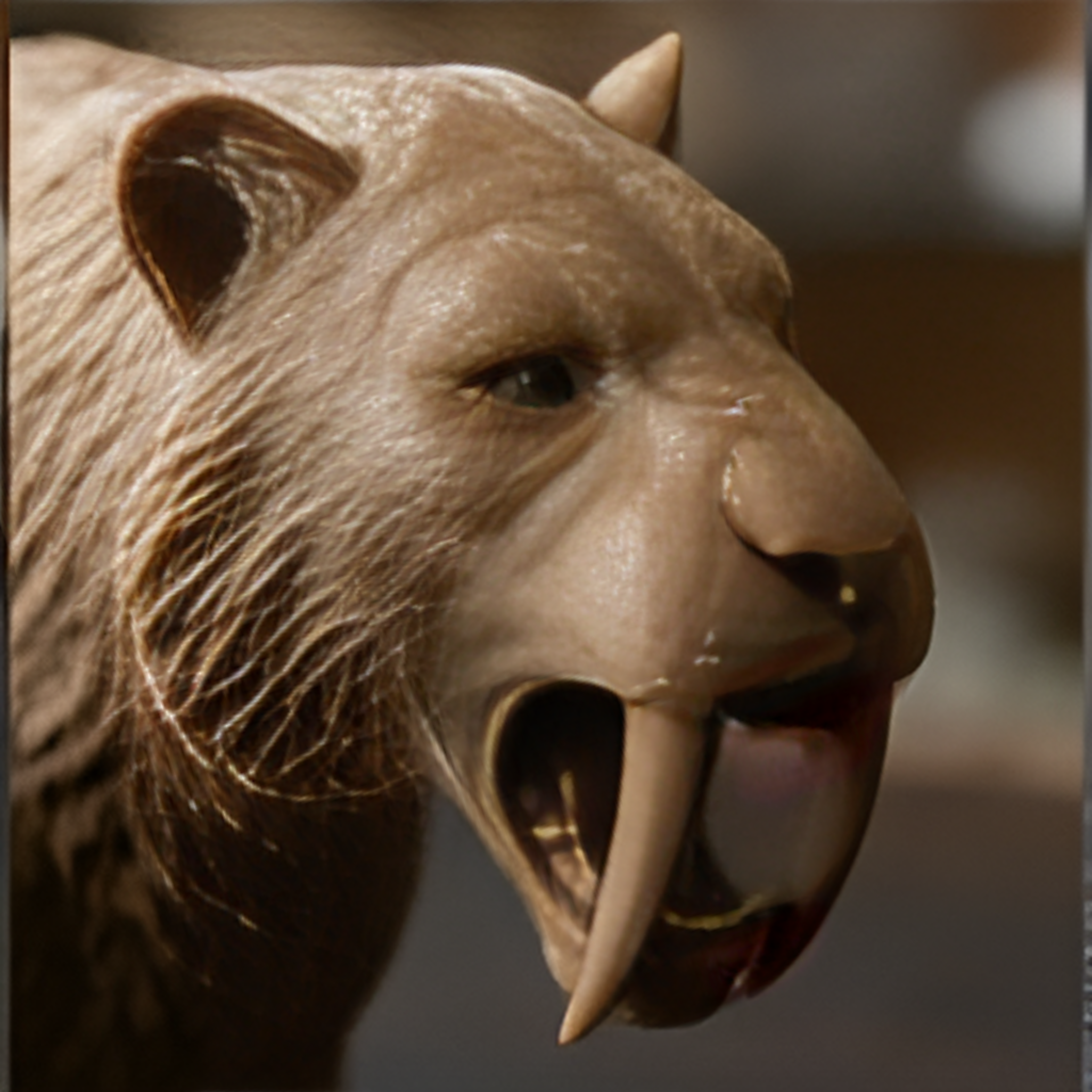 Smilodon Saber-Toothed Cat Model 3D Print | Ice Age Predator Figure | Desk Decor | Prehistoric Animal | PLA Nylon Resin | 160mm