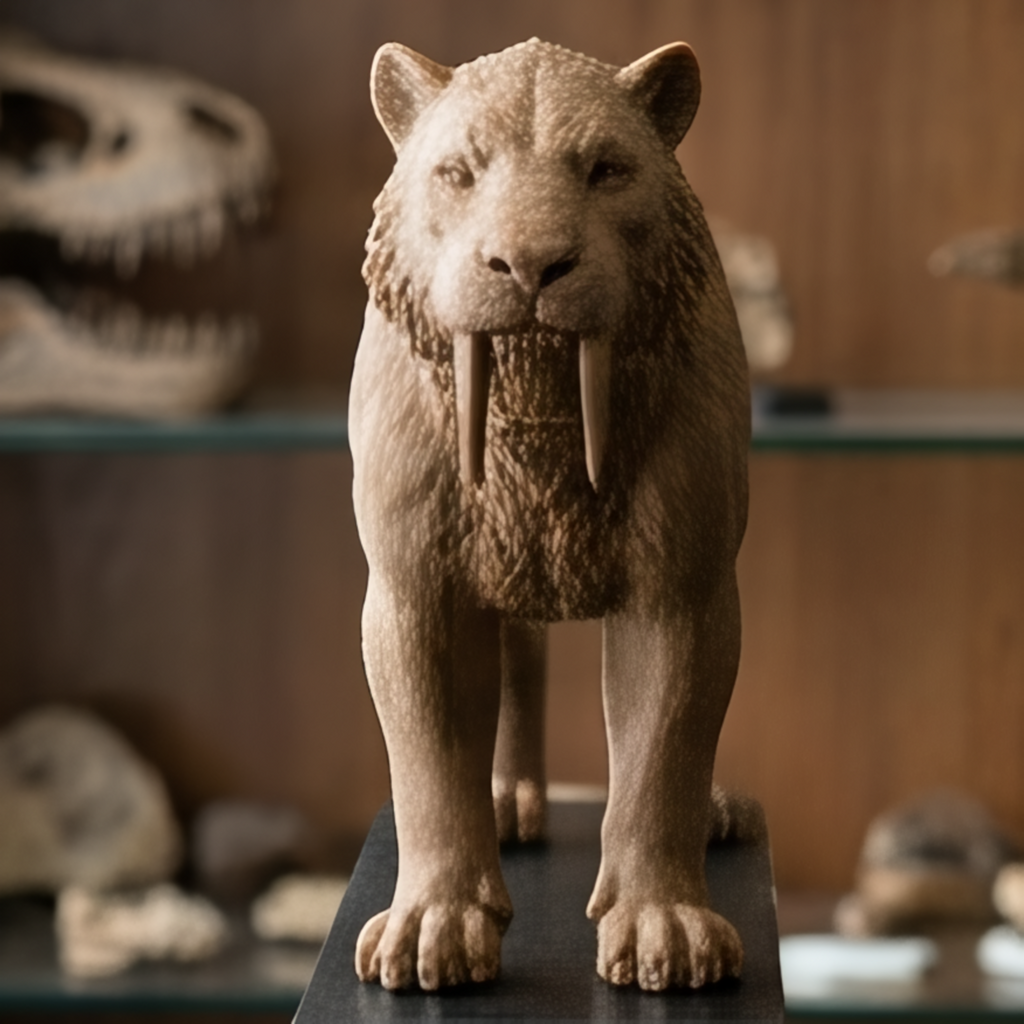 Smilodon Saber-Toothed Cat Model 3D Print | Ice Age Predator Figure | Desk Decor | Prehistoric Animal | PLA Nylon Resin | 160mm