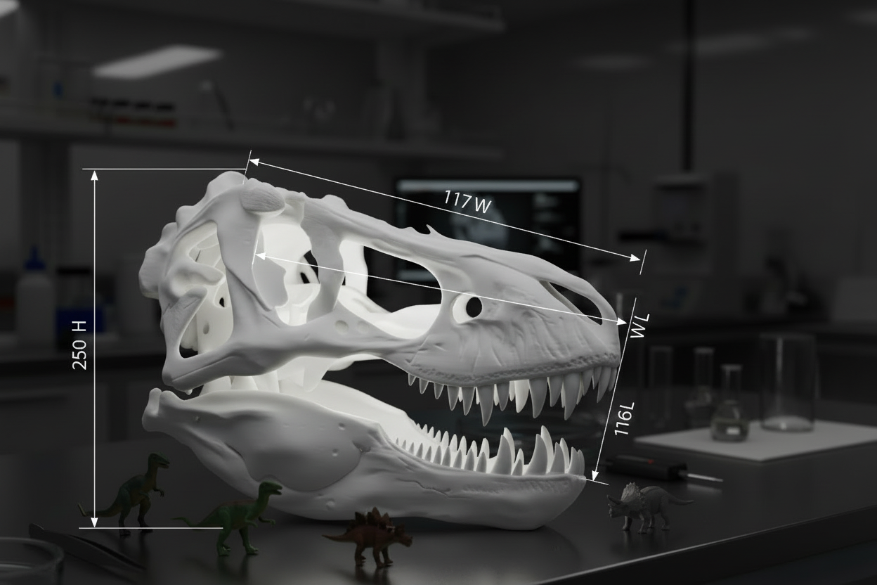 T-Rex Large Replica Skull 3D Print – Tyrannosaurus Rex Model – Highly Detailed Dinosaur Skull – PLA Resin Nylon – Prehistoric Decor Gift