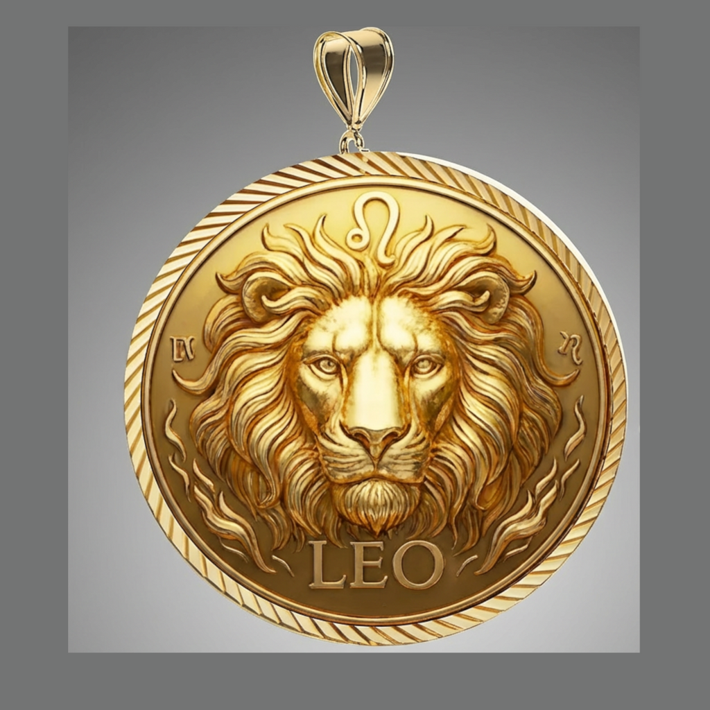 Leo Zodiac Pendant 3D Leo pendant features– Lion Design in Gold or Silver, Astrology Jewelry, Unisex Gift