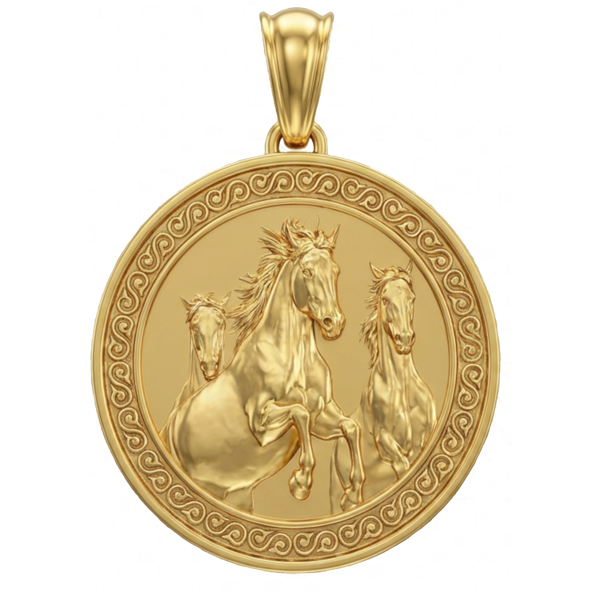 Three Horses Galloping Pendant Necklace in Gold or Sterling Silver – Dynamic Wildlife Jewelry, Elegant Horse Lover Statement Piece