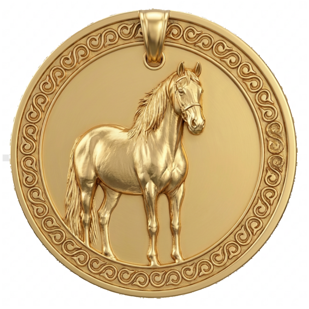 Stallion Horse Full Body Pendant Necklace in Gold or Sterling Silver – Relaxed Posture, Elegant Equestrian Wildlife Jewelry
