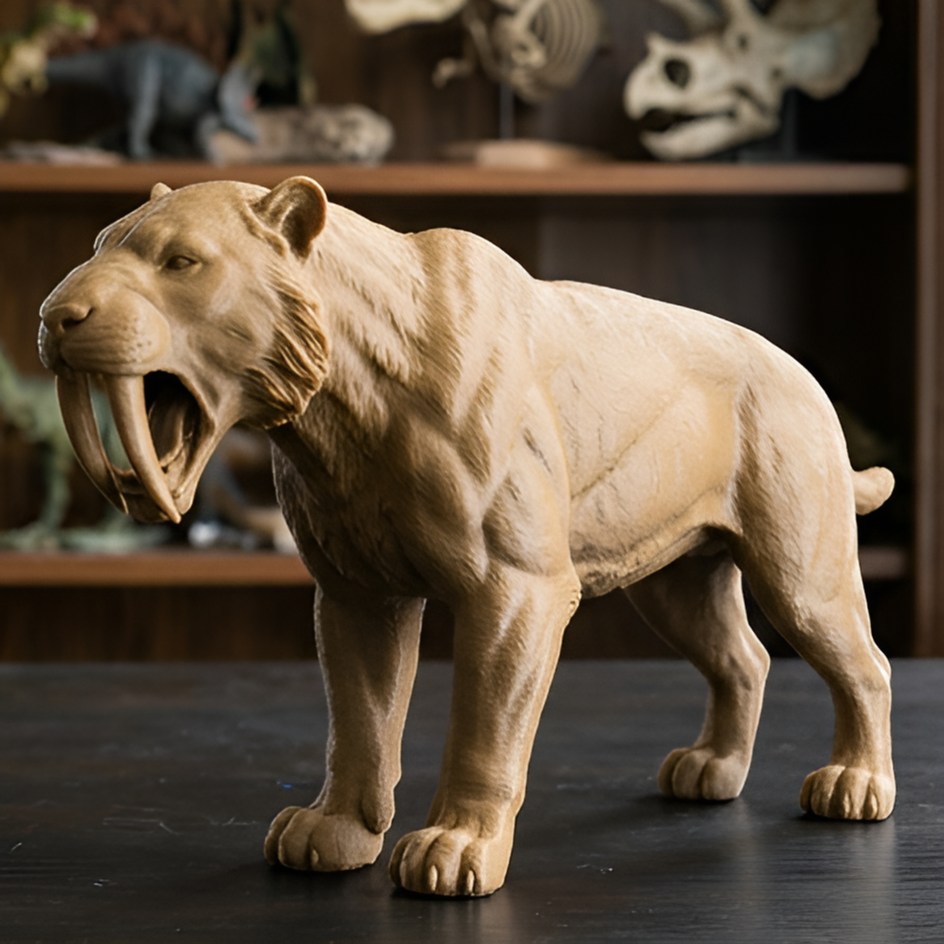 Smilodon Saber-Toothed Cat Model 3D Print | Ice Age Predator Figure | Desk Decor | Prehistoric Animal | PLA Nylon Resin | 160mm