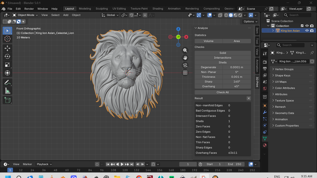 Lion Head STL File for 3D Printing | Wall Decor Relief Sculpture | CNC Relief Model | Printable Lion Bust Digital Download