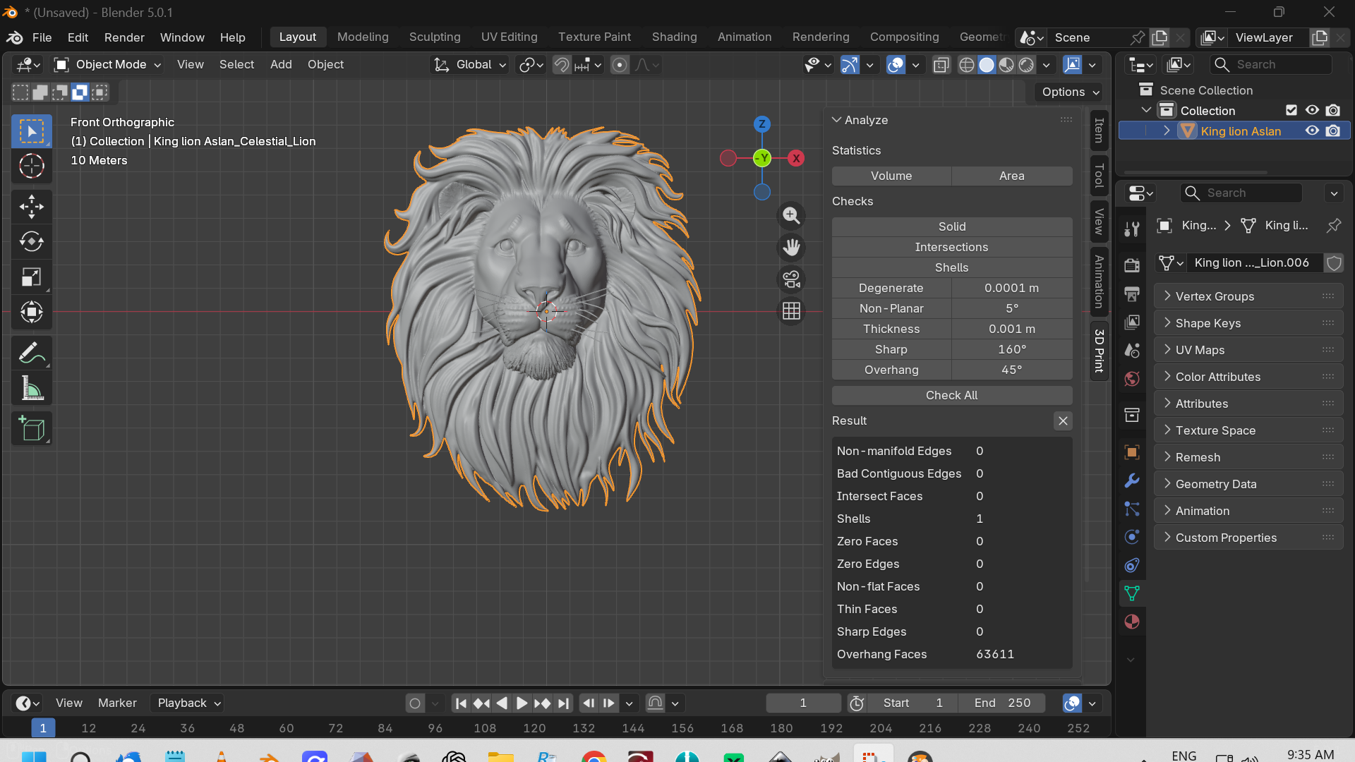 Lion Head STL File for 3D Printing | Wall Decor Relief Sculpture | CNC Relief Model | Printable Lion Bust Digital Download