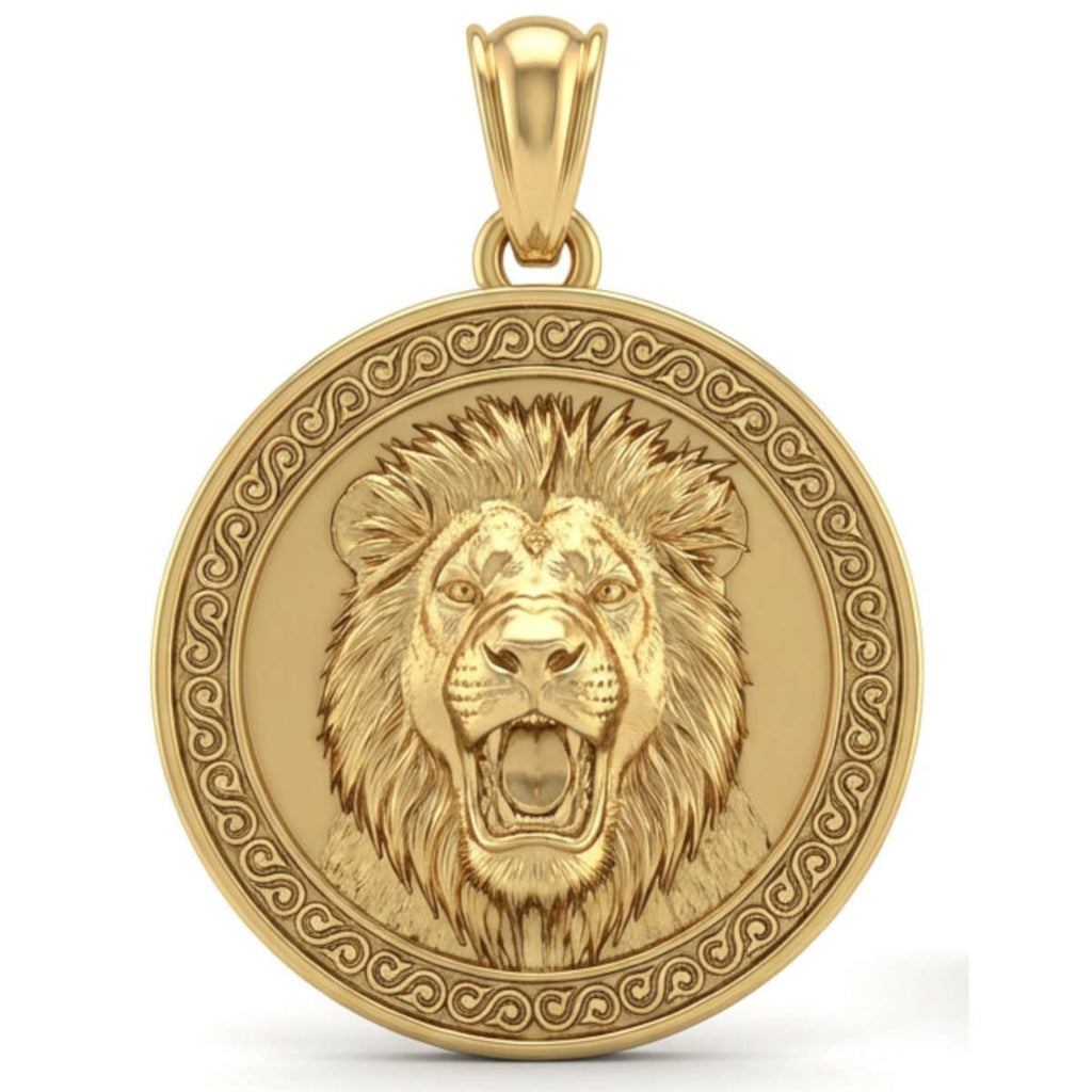 Lion Portrait Pendant Necklace in Gold or Sterling Silver – Regal Wildlife Jewelry, Powerful Animal Design for Collectors