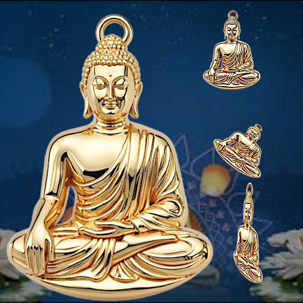 3D Buddha Pendant with Jump Ring – Sterling Silver or Brass – Spiritual Meditation Jewelry