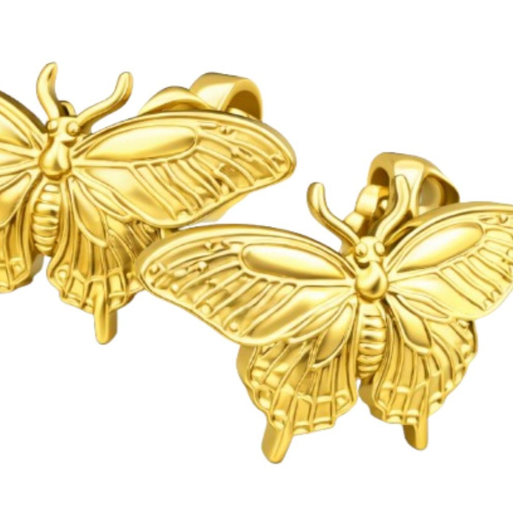 Butterfly Stud Earrings in Polished Gold Finish | Delicate Butterfly Earrings | Minimalist Nature Inspired Jewelry | 15mm Stud Earrings