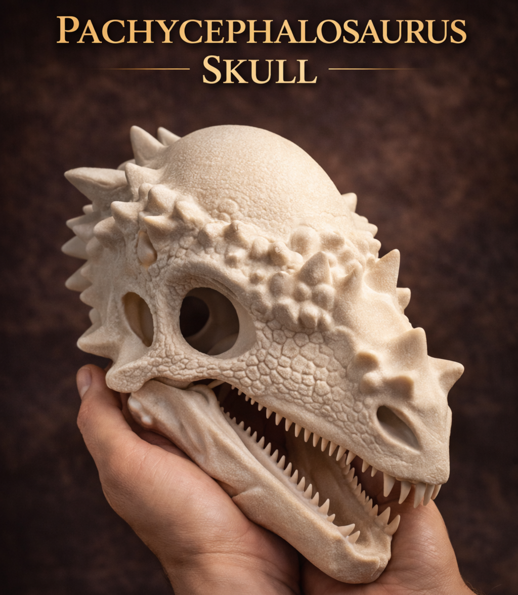 Pachycephalosaurus Skull 250mm | 3D Printed Dinosaur Skull Replica | Collectible Prehistoric Sculpture