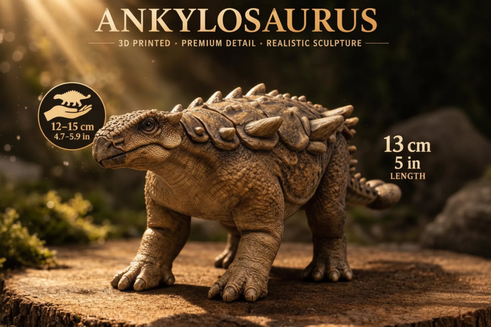 Ankylosaurus 3D Printed Model – Armored Dinosaur Sculpture | PLA & Smooth Nylon | Various Colors | Detailed Prehistoric Collectible