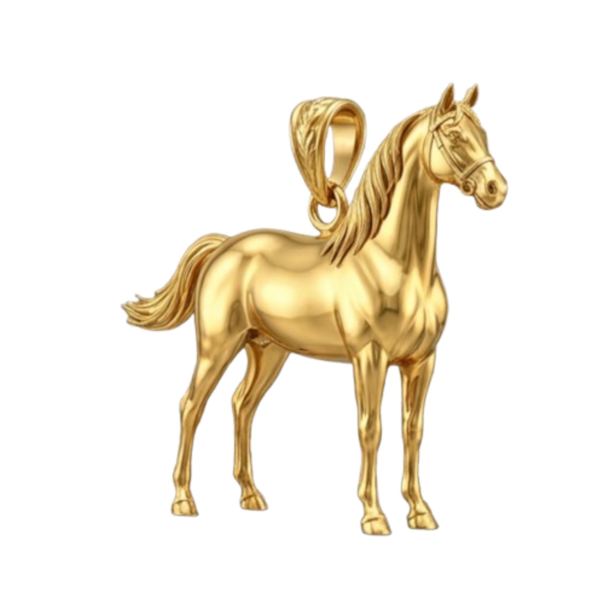 3D Horse Pendant Necklace – Gold or Sterling Silver Equestrian Jewelry