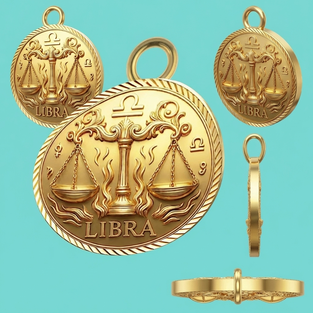 Libra Zodiac Necklace Pendant – Constellation Astrology Jewelry, 3D Printed Gold/Silver/Brass Pendant