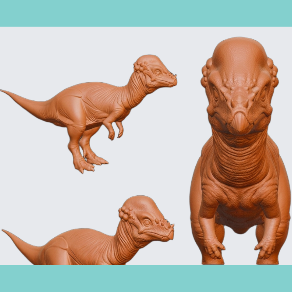Pachycephalosaurus Dinosaur 3D Print (130mm) – Dome Head Dino Model – PLA, Nylon, Resin, TPU – Desk Decor Gift
