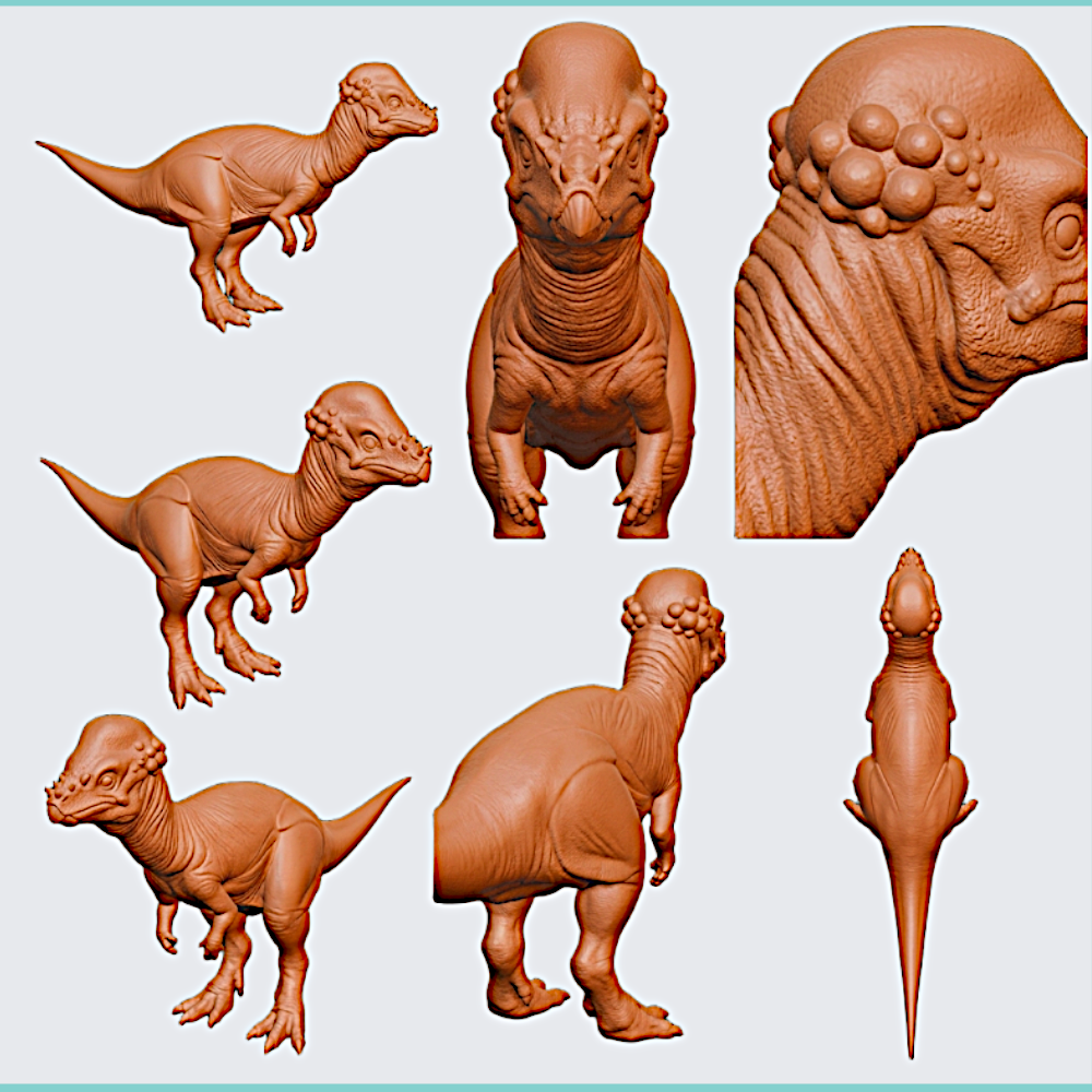 Pachycephalosaurus Dinosaur 3D Print (130mm) – Dome Head Dino Model – PLA, Nylon, Resin, TPU – Desk Decor Gift